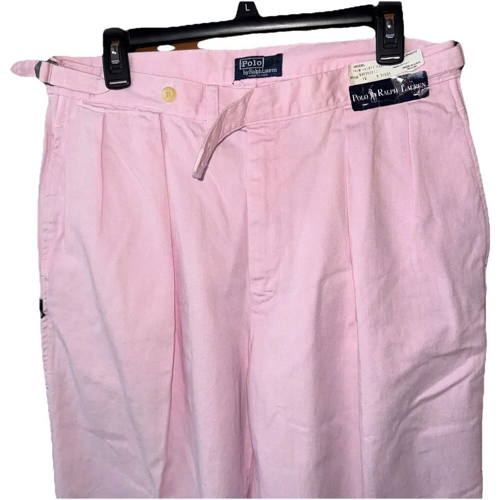 Vintage Polo Ralph Lauren Pink Pleated Palm Desert Pant Ivy League NOS 33x36 - Picture 3 of 16